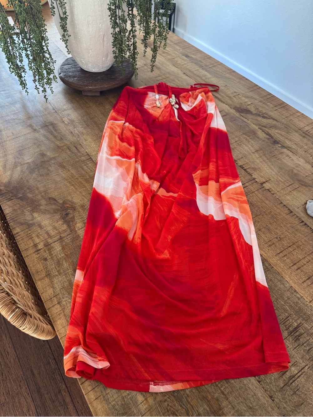 JLUXLABEL- Sunset Red Selene Draped Top - Picture 9 of 12